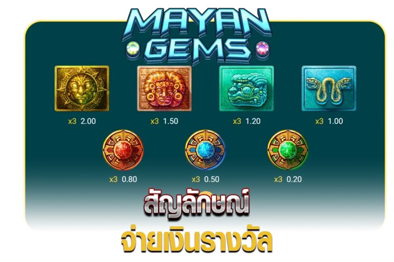 สัญลักษณ์ในการจ่ายเงินรางวัล MAYAN GEMS